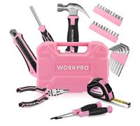 WORKPRO Caisse à Outils Rose 35 Pièces, Trousse à Outils avec Boîte de Rangement, Mallette Outils Rose pour Usage Domestique ou Petits Travaux