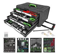 Caisse à outils - TECTAKE - Caisse à outils GÉRARD en plastique avec 899 pièces, sur 4 niveaux avec roulettes - Noir