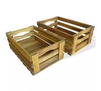 Caisse à pommes - vidaXL - 2 pcs - Bois d'acacia massif - Finition à l'huile légère - Empilable