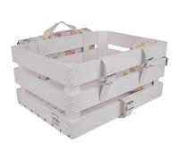 Caisse à vélo en bois blanc avec couverture de pique-nique et porte-bouteille