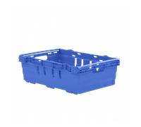 Caisse ajourée emboîtable, empilable sur barres 600x400 35 L bleu