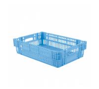 Caisse ajourée empilable emboitable 600 x 400 x 146 mm - 27 L - bleu