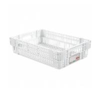 Caisse ajourée empilable emboitable 600 x 400 x 146 mm HACCP - 27 L - blanc