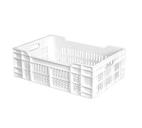 Caisse ajourée empilable en PEHD 600 x 400 mm - Capacité : 40 L - Blanc