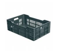 Caisse ajourée fond plein 600 x 400 x 200 mm 40 L - gris