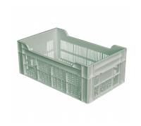 Caisse ajourée sans poignée empilable 500 X 300 20 L - vert amande