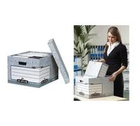Caisse Archives R-Kive System - Fellowes - Lot De 10 - Carton 100% Recyclé - Gris/Blanc