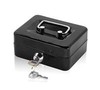 Caisse avec Serrure à clé, Tirelire portative en métal à Double Couche et 2 clés pour la sécurité 12.5 * 10 * 5.6cmm(S, Noir)