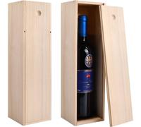 Caisse Boites À Vin En Bois, Boîte De Rangement Pour Bouteille De Vin, Vin Cadeau Emballage Boite En Bois Avec Couvercle Coulissant, Vin Cadeau Coffret En Bois Pour Anniversaire Mariage Crémaillère
