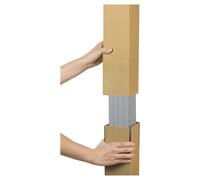 Caisse carton longue télescopique simple cannelure 100/130x10x10 cm, lot de 15
