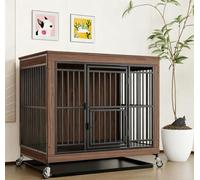 Caisse de Chien de Style de Meubles-Grand chenil avec détachable-Walnut||M | Niche décorative pour grands chiens, meuble servant également de meuble TV, de table basse et de table d'appoint