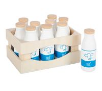 small foot Boîte à lait "fresh" en bois, accessoire pour la boutique et la cuisine d'enfants, jeu de rôle à partir de 3 ans, 12354