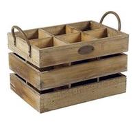 Caisse de rangement 6 bouteilles anses métal naturel G