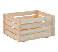 Caisse de rangement à lattes pin massif - 30 x 22 x 16 cm - bois brut