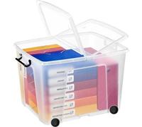 Caisse de rangement à roulettes avec couvercle papillon 75 litres