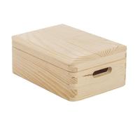 Caisse de rangement avec couvercle pin massif - 20 x 15 x 9 cm - bois brut