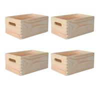 Creative Deco Lot de 4 Caisse Bois Rangement | 30 x 20 x 14 cm (+/- 1cm) | Boîte de Rangement Bois avec Poignées | Boite Rangement Cuisine | Caisse de Rangement Bureau