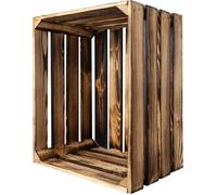 Creative Deco Caisse en Bois Flammé 50 x 40 x 30cm Caisse Rangement Bois Vintage