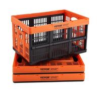 VEVOR Panier de rangement plastique pliable 3 pcs – empilable 45 L avec poignées