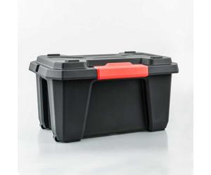 Caisse de rangement solide noire avec roulettes 70 litres