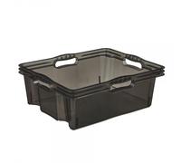 Caisse de rangement transparente plate 16 litres - Gris