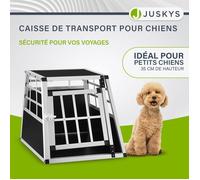 Caisse de transport chien aluminium M - Box voiture robuste avec grilles ventilation, protection solaire et porte sécurisée