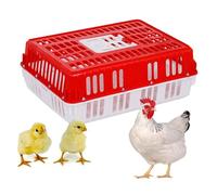 Caisse de Transport de Volaille, Cage de Transport de Poulet en Plastique, Jaulas Para Gallinas, Boîte de Transport de Caisses, Conception de Poignée, Raidisseurs à Quatre Coins(Red)