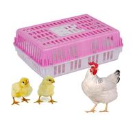 Caisse de Transport de Volaille, Cage de Transport de Poulet en Plastique, Jaulas Para Gallinas, Boîte de Transport de Caisses, Conception de Poignée, Raidisseurs à Quatre Coins(Pink)