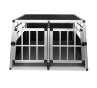 Cage de Transport en Aluminium 50 x 89 x 69 cm - 2 Porte - Angle 65° Avant et 90° Arrière - Parfaite pour Voyage Trajet Animaux Petit Format Sécurité Toutout Chien Chat Lapin [Tapis de Sol Inclus]