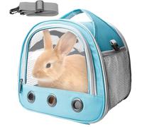 Caisse de Transport pour Lapin, 30x21x27cm - Sac de Transport pour Chat, Cochon d'Inde, Sac de Voyage Pliable pour Animaux avec Bretelle -Bleu