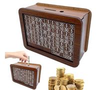 Caisse d'épargne en bois avec comptoir, tirelire et cible d'épargne pour cadeaux en espèces, idéal pour contenir de l'argent et des pièces de monnaie