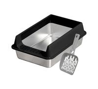 Caisse en acier inoxydable pour chats en acier | Boîtes à portées en métal | Conteneur pour chats avec le côté haut avec Scoop | Accessoires pour animaux de compagnie faciles à nettoyer