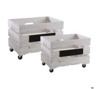 Caisses De Rangement En Bois Blanchi (Lot De 2) Blanc