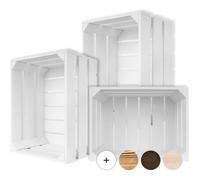 Creative Deco Lot de 3 Caisse en Bois Blanc | 40 x 30 x 23 cm | Caisse Rangement Bois | Caisse en Bois Vintage | Cagette Bois Deco | Cagette en Bois | Caisse en Bois Rangement | Boite Decoration