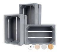 Caisse en Bois - Creative Deco - Lot de 3 - Gris - 30 x 20 x 15 cm - Vintage