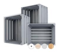 Caisse en Bois - Creative Deco - Lot de 3 - Gris - 50 x 40 x 30 cm - Vintage