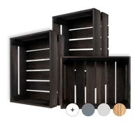 Caisse en Bois - Creative Deco - Lot de 3 - Noir - 40 x 30 x 15 cm - Rangement Vintage