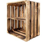 Creative Deco Caisse en Bois Flammé avec Etagere | 50x40x30 cm