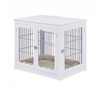 Caisse en bois pour chien avec double porte et coussin respirant, espace sûr pour chiens