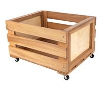 Creative Deco Caisse en Bois Vinyles 46 x 36 x 25 cm (+/- 1 cm) Coffre avec Roulettes Marron