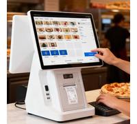 Caisse Enregistreuse à Écran Tactile 15.6 Pouces, Terminal POS Windows avec 8Go RAM, 128Go SSD, Imprimante Thermique 58mm & Wi-FI - Système EPOS Intelligent pour Commerce & Restaurants Dual-Screen