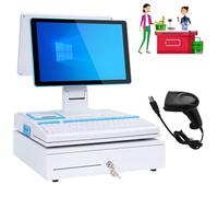 Caisse Enregistreuse à écran Tactile,POS Cash Register,éCran Tactile 15,6", processeur Double cœur i5 ,10 Windows,Imprimante intégrée,for Retail and Restaurant, Imprimante 58mm Intégrée H-4+64GB