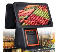 Caisse Enregistreuse avec Double Ecran Tactile | Système POS Ecran Tactile 15.6 Pouces Imprimante Thermique Incorporée | pour Les Petites Entreprises Les Restaurants et Les Magasins(White)