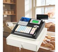 Caisse enregistreuse électronique avec imprimante de reçus, Prend en Charge 3 Modes de paiement, 200 Rayons, 10 000 Articles, 50 caissiers et 9 paramètres de taux de TVA.(Black)