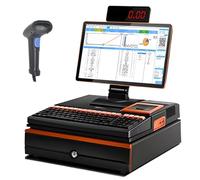Caisse Enregistreuse Électronique, Écran Tactile LED 15,6 Pouces, Terminal de Point de Vente avec Scanner Portable, Clavier de Caisse Enregistreuse À 101 Touches, Imprimante Thermique 58 Mm Win10 M2