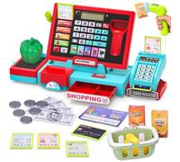 Caisse Enregistreuse Enfants Électronique, Jeu Supermarché avec Scanner Son | Caissière avec Jouet Monnaie pour Enfant, Jouet Éducatif pour Enfants dès 3 Ans