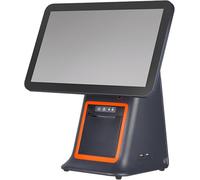 Caisse Enregistreuse Intelligente, Caisse Enregistreuse Tout-en-Un, Moniteur De Caisse à écran Tactile LCD, Clavier De Caisse Enregistreuse 101 Touches, avec Imprimante Thermique, Black, A
