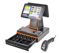 Caisse enregistreuse Intelligente, Caisse enregistreuse Tout-en-Un, PC Tactile à Double écran de 15,6 Pouces, imprimante de reçus intégrée, pour Les Petites Entreprises et Les détaillants Black