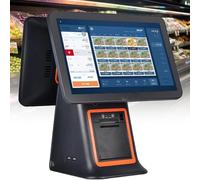 Caisse Enregistreuse Intelligente Pour Système Pos, Caisse Enregistreuse Tout-En-Un Avec écran Tactile 15,6" Et écran Client, Imprimante Thermique Intégrée 58mm, Pour Détaillant, Supermarché,A-Black