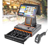 Caisse Enregistreuse Intelligente tactile à double écran 15,6 pouces pliable multi-angle restaurant supermarché vente au détail avec Scanner Portable Moniteur de Caisse à écran Tactile LCD